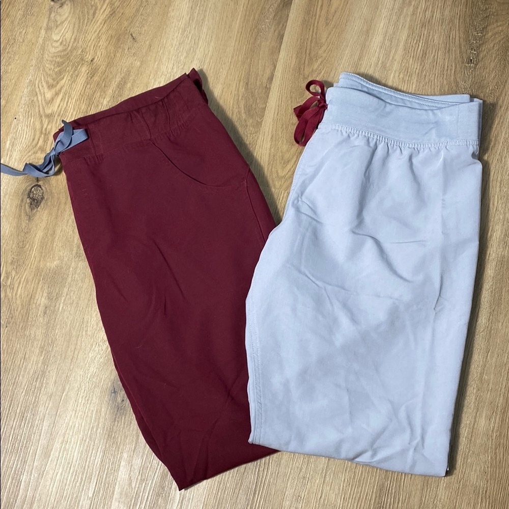 2 pair of Figs Medical Pants Maroon and Gray size Large Tall